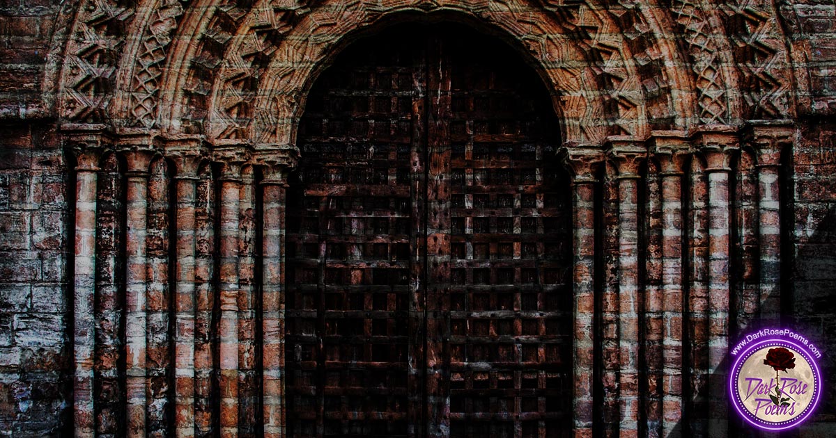 AT THE DOOR - dark poetry by Lord Freakzilla and published by Dark Rose Poems